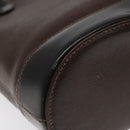 BURBERRY Hand Bag Leather Dark Brown Gold Auth BA1359-14