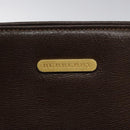 BURBERRY Hand Bag Leather Dark Brown Gold Auth BA1359-10