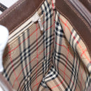 BURBERRY Hand Bag Leather Dark Brown Gold Auth BA1359-17