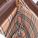 BURBERRY Hand Bag Leather Dark Brown Gold Auth BA1359-18