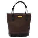 BURBERRY Hand Bag Leather Dark Brown Gold Auth BA1359-13
