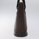 BURBERRY Hand Bag Leather Dark Brown Gold Auth BA1359-3