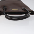 BURBERRY Hand Bag Leather Dark Brown Gold Auth BA1359-7