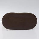 BURBERRY Hand Bag Leather Dark Brown Gold Auth BA1359-5