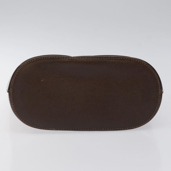 BURBERRY Hand Bag Leather Dark Brown Gold Auth BA1359