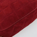 CHANEL Matelasse Chain Shoulder Bag Suede Red Gold CC Auth BA13590A-10