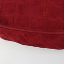 CHANEL Matelasse Chain Shoulder Bag Suede Red Gold CC Auth BA13590A-11