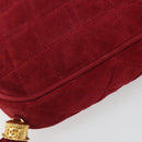 CHANEL Matelasse Chain Shoulder Bag Suede Red Gold CC Auth BA13590A-12
