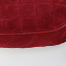 CHANEL Matelasse Chain Shoulder Bag Suede Red Gold CC Auth BA13590A-13