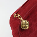 CHANEL Matelasse Chain Shoulder Bag Suede Red Gold CC Auth BA13590A-15