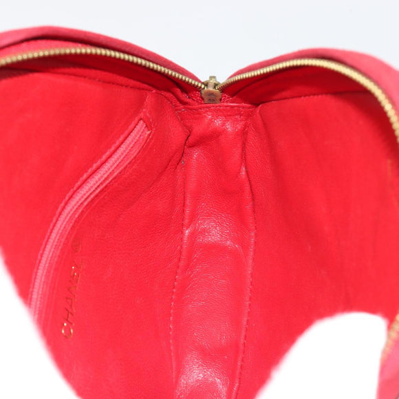 CHANEL Matelasse Chain Shoulder Bag Suede Red Gold CC Auth BA13590A
