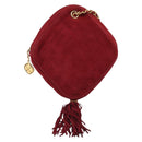 CHANEL Matelasse Chain Shoulder Bag Suede Red Gold CC Auth BA13590A-2