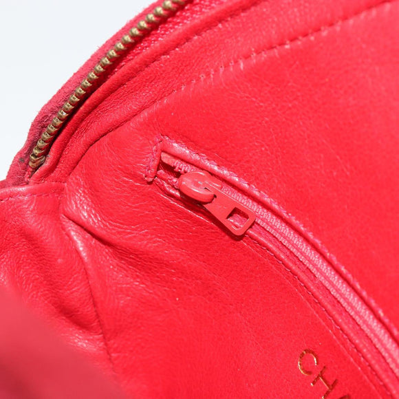 CHANEL Matelasse Chain Shoulder Bag Suede Red Gold CC Auth BA13590A
