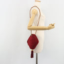 CHANEL Matelasse Chain Shoulder Bag Suede Red Gold CC Auth BA13590A-24