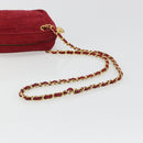 CHANEL Matelasse Chain Shoulder Bag Suede Red Gold CC Auth BA13590A-7