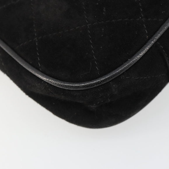 CHANEL Matelasse Chain Hand Bag Suede Black Gold CC Auth BA13591