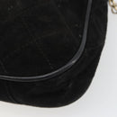 CHANEL Matelasse Chain Hand Bag Suede Black Gold CC Auth BA13591-16