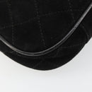 CHANEL Matelasse Chain Hand Bag Suede Black Gold CC Auth BA13591-17