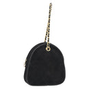 CHANEL Matelasse Chain Hand Bag Suede Black Gold CC Auth BA13591-1