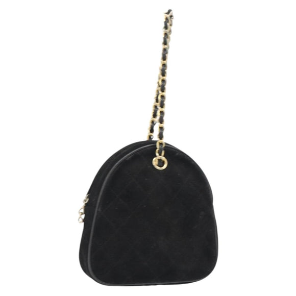 CHANEL Matelasse Chain Hand Bag Suede Black Gold CC Auth BA13591