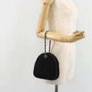 CHANEL Matelasse Chain Hand Bag Suede Black Gold CC Auth BA13591-22