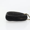 CHANEL Matelasse Chain Hand Bag Suede Black Gold CC Auth BA13591-3
