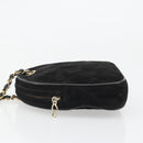 CHANEL Matelasse Chain Hand Bag Suede Black Gold CC Auth BA13591-4