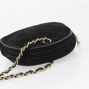 CHANEL Matelasse Chain Hand Bag Suede Black Gold CC Auth BA13591-6