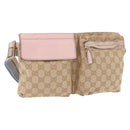 GUCCI GG Canvas Waist Bag Beige Gold 28566 Auth BA13592A-1