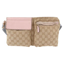 GUCCI GG Canvas Waist Bag Beige Gold 28566 Auth BA13592A-2
