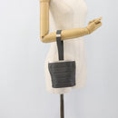 CHANEL Hand Pouch Choco Bar Hand Bag Nylon Gray Silver CC Auth BA13593A-20