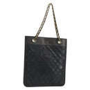 CHANEL Chain Tote Bag Lamb Skin Black Gold CC Auth BA13601-1