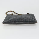 CHANEL Chain Tote Bag Lamb Skin Black Gold CC Auth BA13601-10