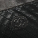 CHANEL Chain Tote Bag Lamb Skin Black Gold CC Auth BA13601-16