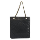 CHANEL Chain Tote Bag Lamb Skin Black Gold CC Auth BA13601-2