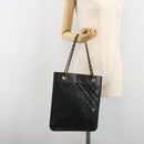 CHANEL Chain Tote Bag Lamb Skin Black Gold CC Auth BA13601-23