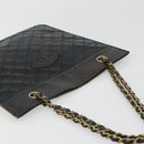 CHANEL Chain Tote Bag Lamb Skin Black Gold CC Auth BA13601-6