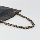 CHANEL Chain Tote Bag Lamb Skin Black Gold CC Auth BA13601-7