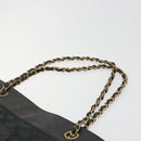 CHANEL Chain Tote Bag Lamb Skin Black Gold CC Auth BA13601-8