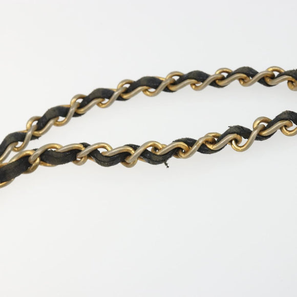 CHANEL Chain Tote Bag Lamb Skin Black Gold CC Auth BA13601