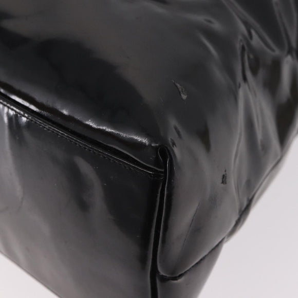 CHANEL Chain Tote Bag Patent leather Black Gold CC Auth BA13602A