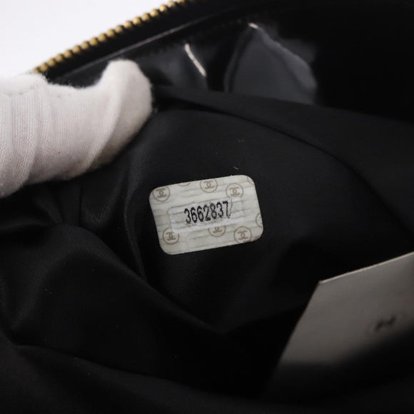 CHANEL Chain Tote Bag Patent leather Black Gold CC Auth BA13602A