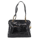 CHANEL Chain Tote Bag Patent leather Black Gold CC Auth BA13602A-3