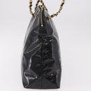 CHANEL Chain Tote Bag Patent leather Black Gold CC Auth BA13602A-4