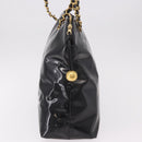 CHANEL Chain Tote Bag Patent leather Black Gold CC Auth BA13602A-5