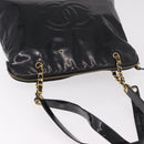 CHANEL Chain Tote Bag Patent leather Black Gold CC Auth BA13602A-6