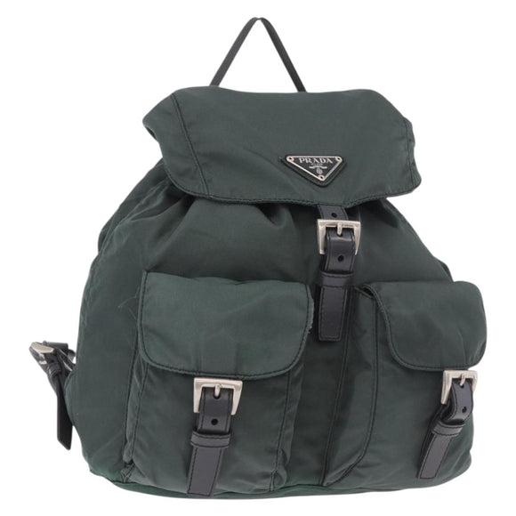 PRADA Backpack Nylon Green Silver Auth BA13603A