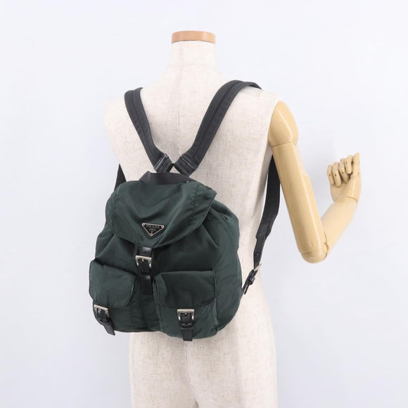 PRADA Backpack Nylon Green Silver Auth BA13603A