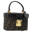 FENDI Zucca Canvas Hand Bag 2way Black Brown Auth BA13604A-1