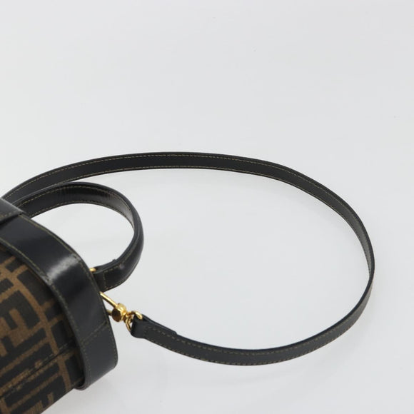 FENDI Zucca Canvas Hand Bag 2way Black Brown Auth BA13604A